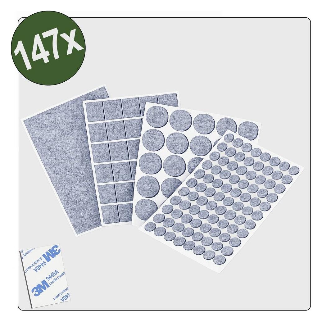 Quadrios 26SA124 Filzgleiter selbstklebend, rund Grau 147 St. (Filzgleiter, 147 Stk.) (26SA124)
