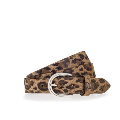 Ledergürtel MUSTANG "Lauren", Damen, Gr. 80, braun (taupe, schwarz braun), Leder, Gürtel Ledergürtel, mit Animal-Print, 2,5 cm breit, Made in Metzingen