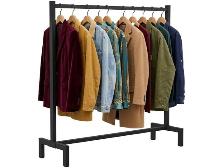 CLP Porte-manteaux Melva en metal\, porte-vetements stable style industriel\, 1 barre\, robuste pour entree ou bureau Couleur noir Taille 120x38x120