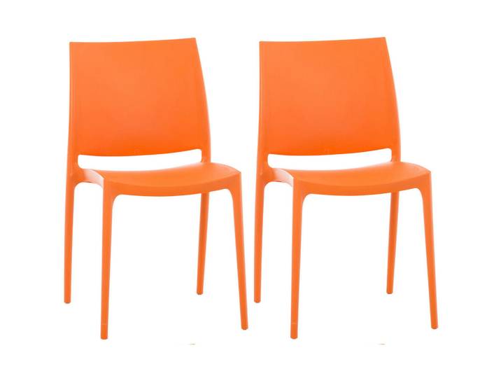 CLP Gartenstuhl 2er Set Kunststoff orange, Orange, 44x81x50 cm, Gartenmöbel, Gartensessel, Gartenstühle