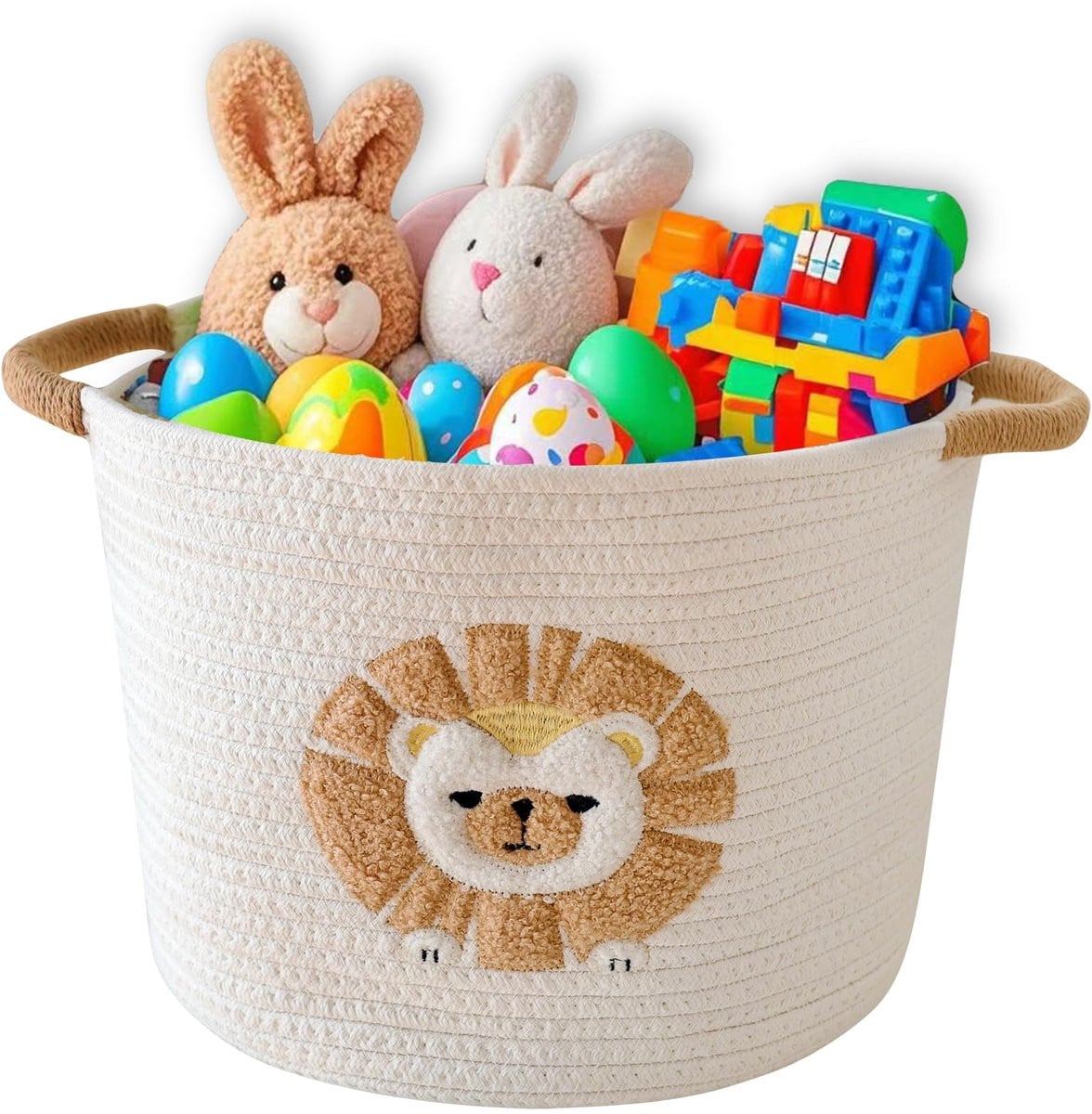 Unyqoos Multifunctionele Opbergmand met Handvatten van Gevlochten Katoen voor Kinderkamer en Huisdieren