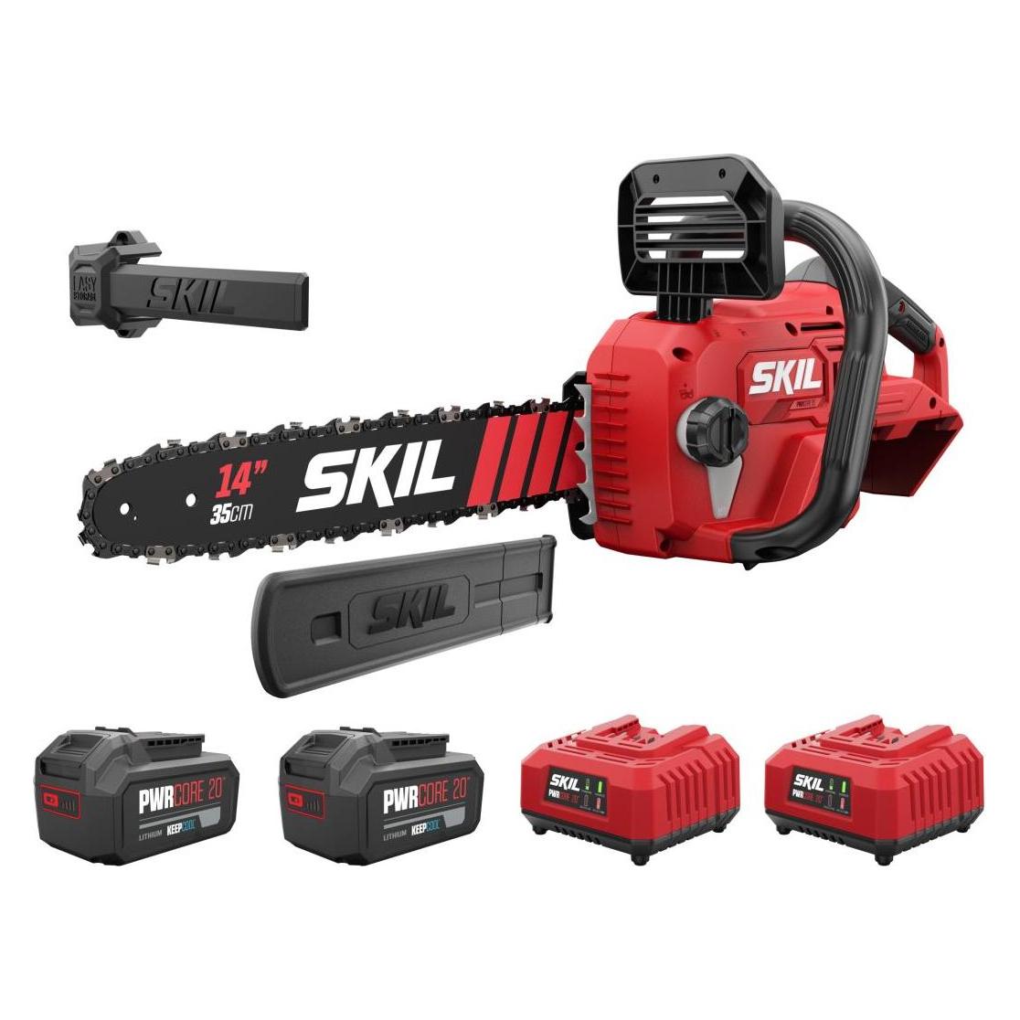 Skil GS1E0541CA Akku-Kettensäge 35cm bürstenlos mit 2x 20V 4,0Ah Akku und Ladegerät im Karton (Akku Kettensäge) (66110694)