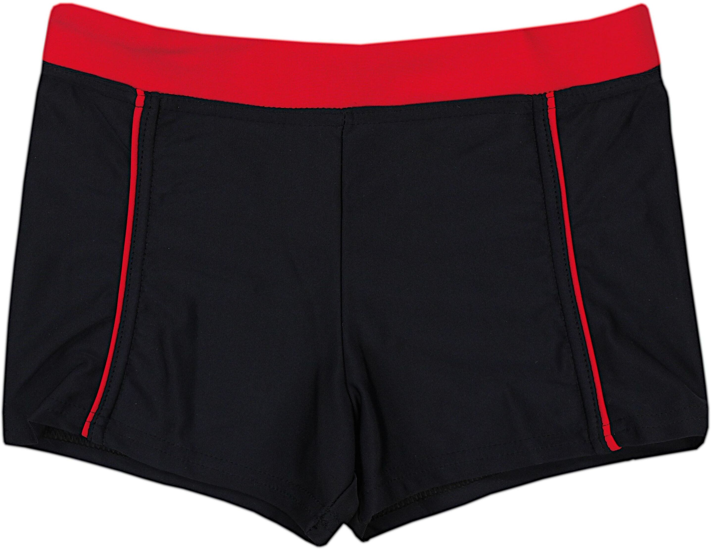 Badehose AQUARTI "Badehose Jungen Kinder Badehose Seitliche Paspel", Kinder, Gr. 146, N-Gr, schwarz (024 schwarz, rot), Obermaterial: 80% Polyamid PA. 20% Elasthan EL., Badehosen Badehose
