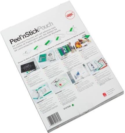 GBC Peel'n Stick Lamination Pouch A4 Adhesive Gloss 125 Micron (Pack of 100)