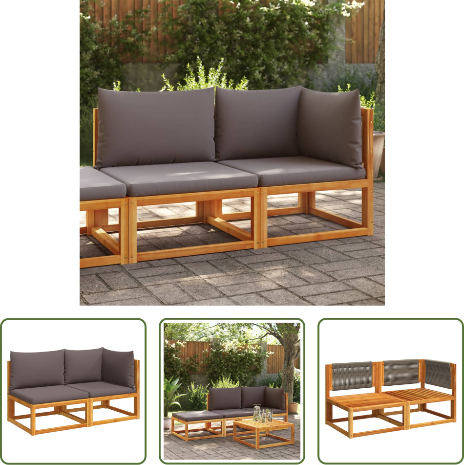 The Living Store Gartensofa mit Kissen 2-Sitzer Massivholz Akazie