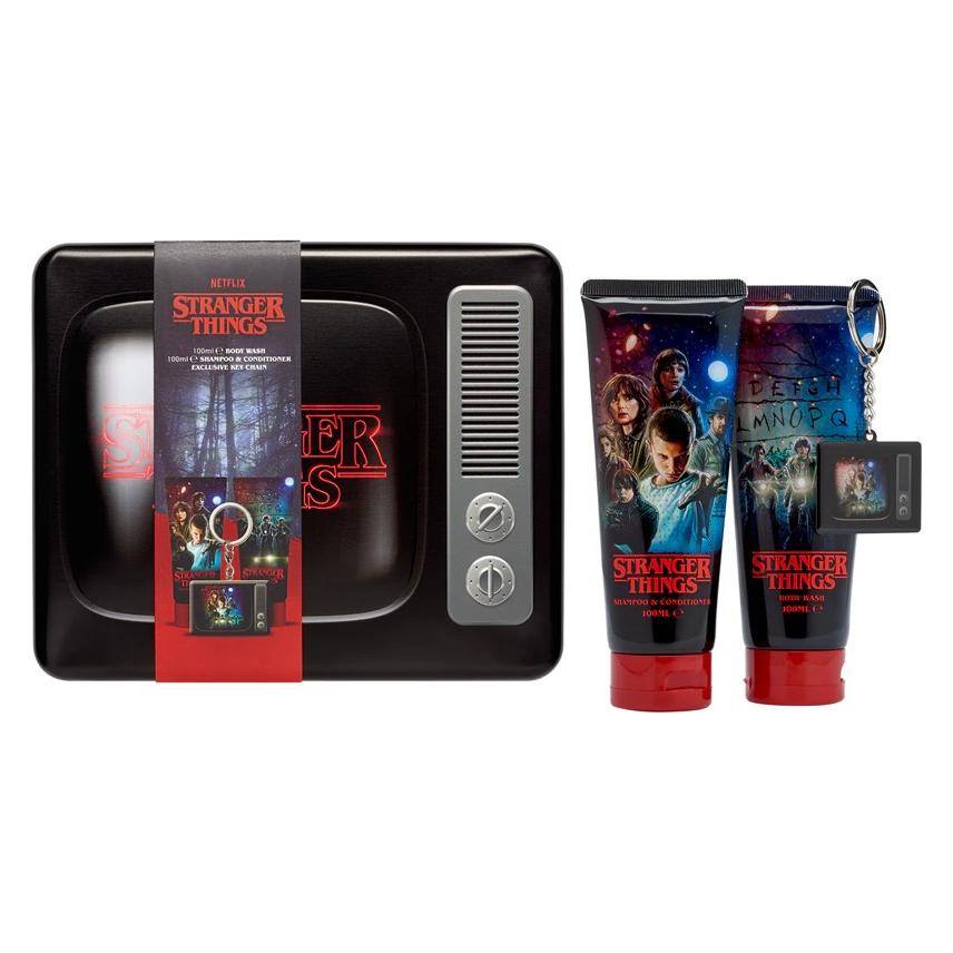 Netflix STRANGER THINGS TINTENSET - Badezimmer-Set in einer Metalldose / 100 ml Duschgel 100 ml Shampoo (Haarpflege Set, Körperpflegeset) (10601578)