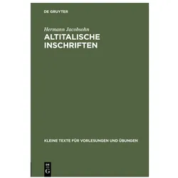 Jacobsohn:Altitalische Inschriften, Fachbücher von Hermann Jacobsohn