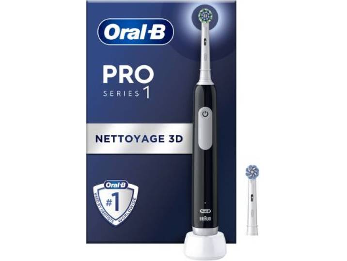 Oral-B - Brosse À Dents Électrique Pro 1 Noire Cross Action + 1 Bros