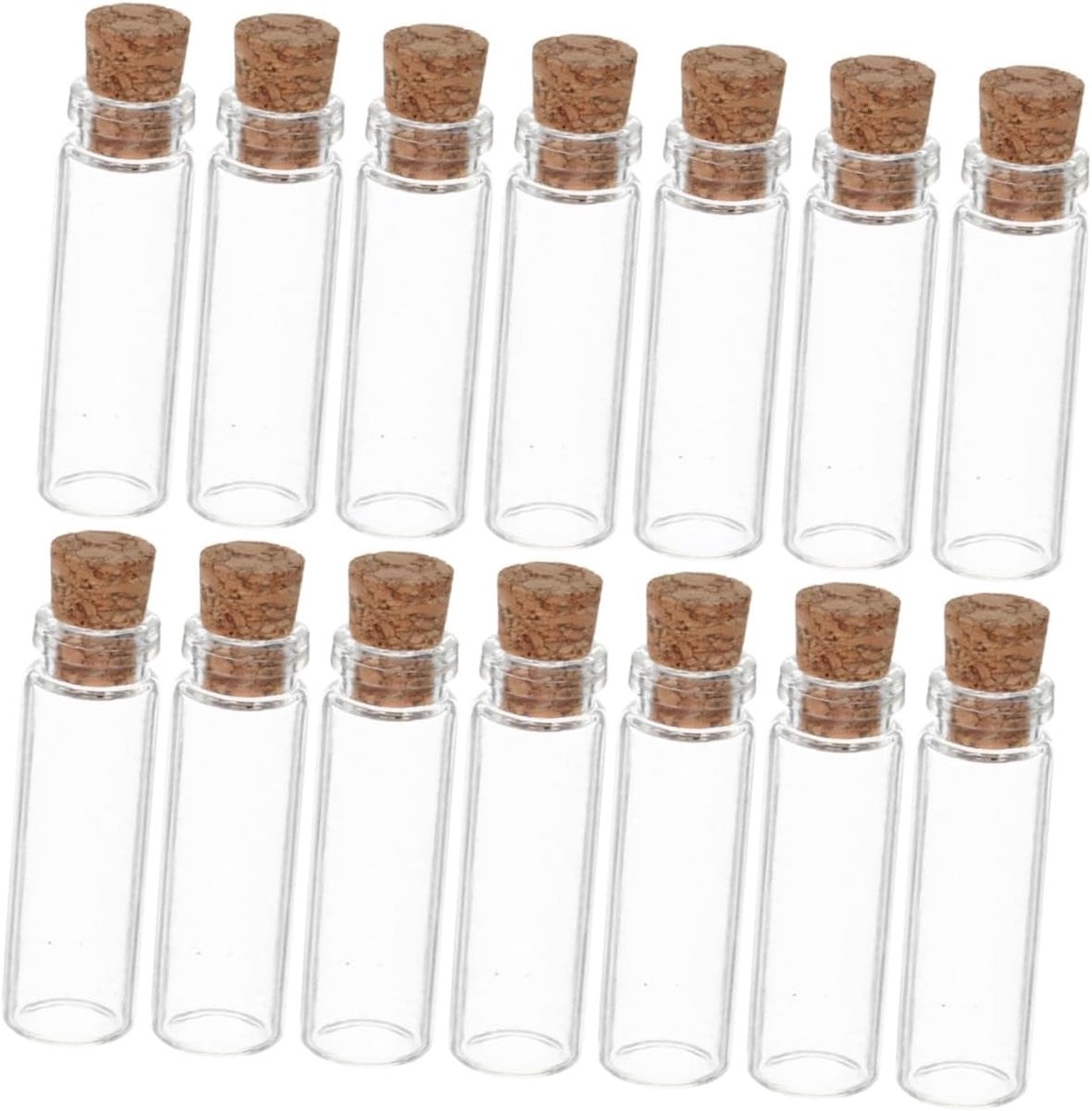 Set van 100 transparante mini glazen wensflesjes met kurken stoppers voor creatieve decoraties