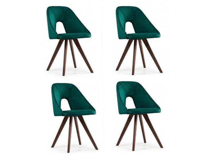 Xlmoebel Sitzgruppe Edel Esszimmerstühle 4er Set Grün Samt Holz Polsterstuhl Luxus, (4-tlg., 4er-Set)