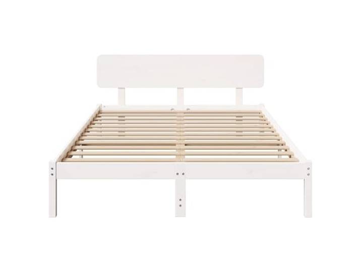 KTHLBRH Bett weiß 140 x 200 cm Kiefer massiv Minimalistisches Design, klare Linien, robuste Struktur, geeignet für moderne und klassische Stile