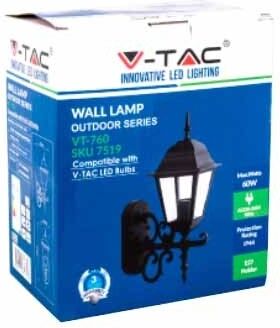 V-Tac Vt-760 Portalampada Lanterna Small Facing Up Alluminio Ip44 Bianco E27 - Sku 7520