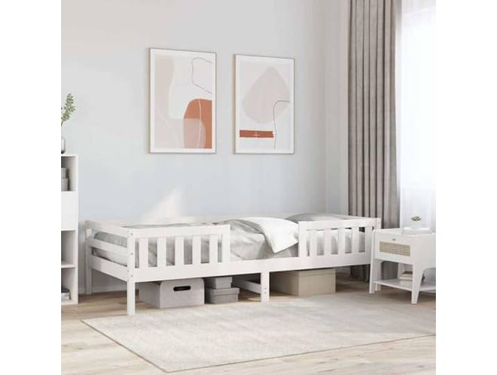 RJPLMFV Bettgestell, Weiß, 75 x 190 cm, massives Kiefernholz Lattenrost inklusive, modernes Design, optimale Gewichtsverteilung, ohne Matratze
