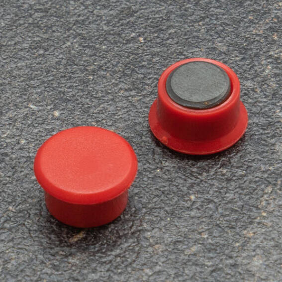 SPRINTIS 10 Unités - Aimant de bureau, rond 13 mm   rouge, plastique, ferrite
