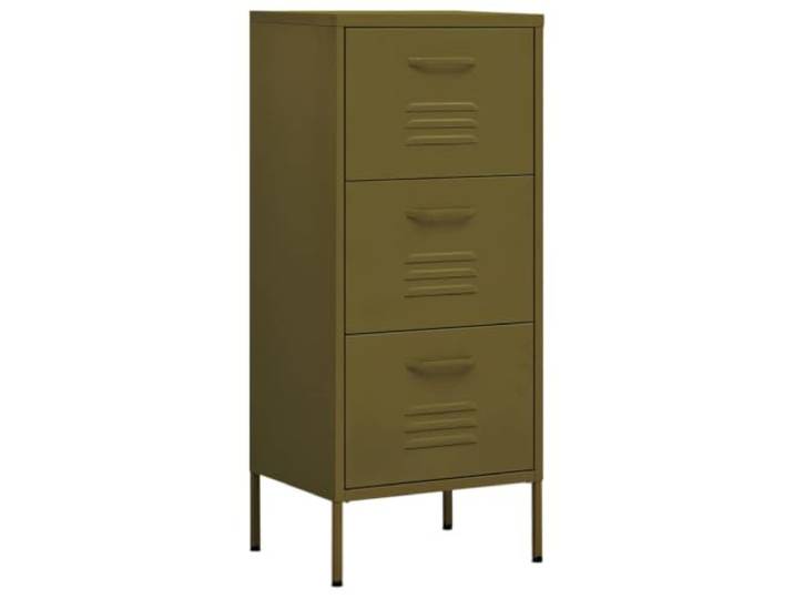 HKLGBVCR Aufbewahrungsschrank, Olivgrün, 42,5 x 35 x 101,5 cm, Stahl Beistellmöbel, ausziehbare Schubladen, Kugelführungen, verstellbare Nivellierungen, langlebiger Stahl