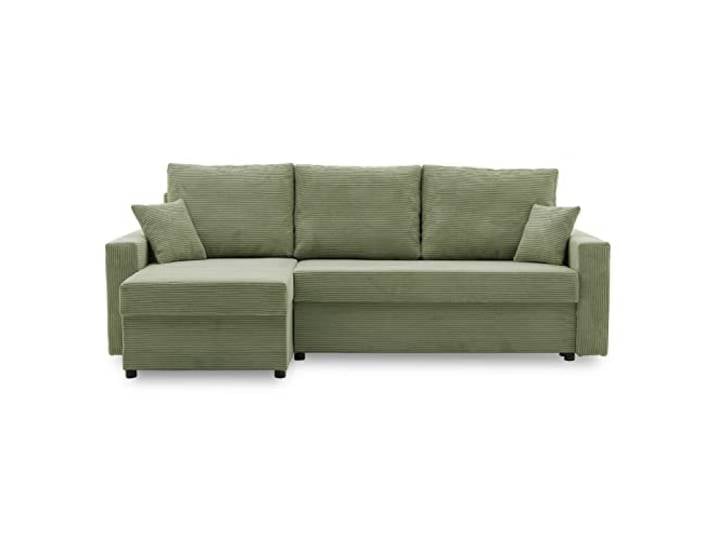 Ecksofa Aikido I 233x90 - mit schlaffunktion - Farben zur Auswahl - modernen Eckcouch - mit Bettkasten - Moderner Cordstoff - Stoff POSO (POSO 047)