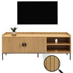 TV-Rack MCW-O39, TV-Board Fernsehtisch Lowboard TV-Schrank Kommode, Melamin MDF 56x150x40cm ~ natur