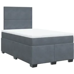 vidaXL Boxspringbett mit Matratze Dunkelgrau 120x190 cm Samt