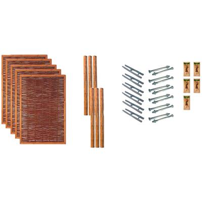 Weidenzaun TETZNER & JENTZSCH "Fresno 3", braun, H:180cm, Stahl, Weidengeflecht, Zaunelemente, 5 Elemente, LxH: 654x180 cm