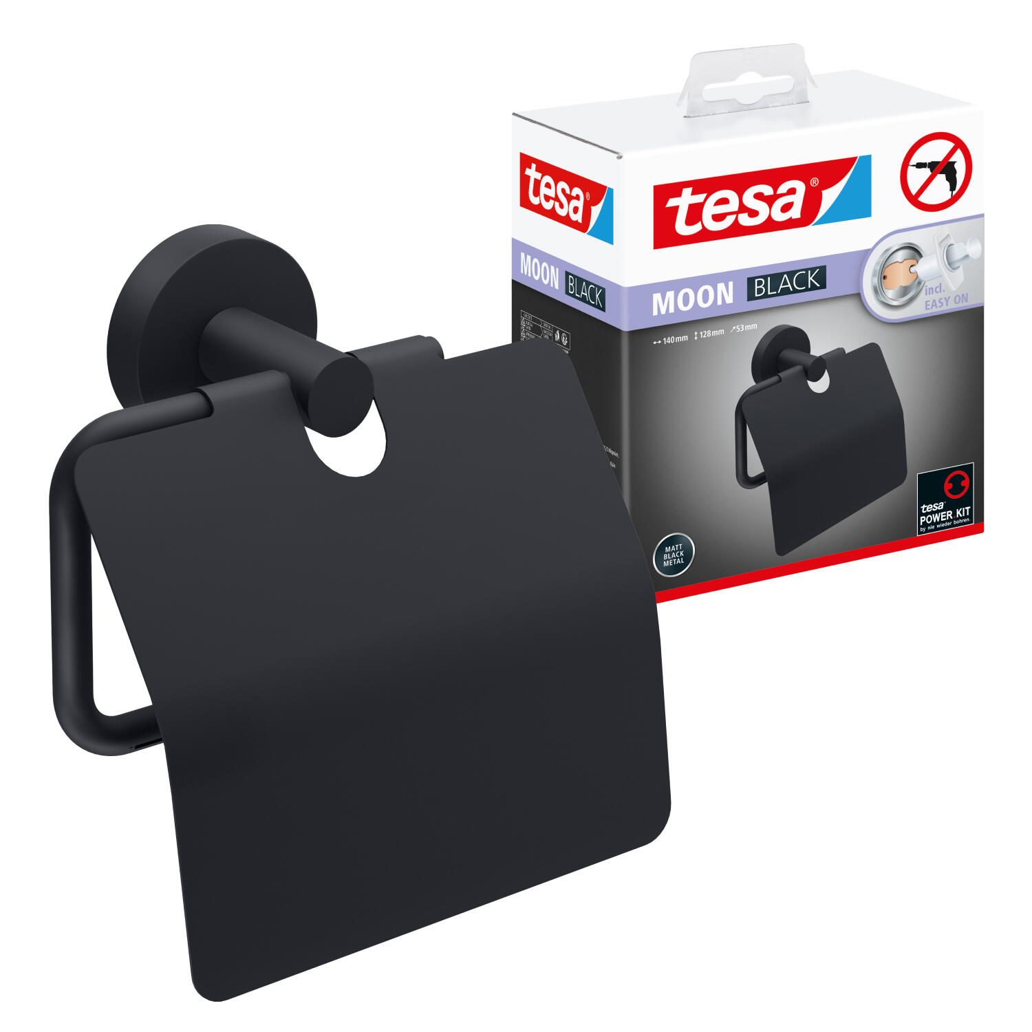 tesa Toilettenpapierhalter MOON schwarz 40622-00000-00