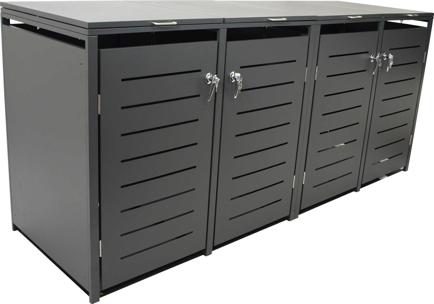 DEGAMO Mülltonnenbox klein 4er KÖLN 230x62x102cm für Tonnen 120 Liter, grau