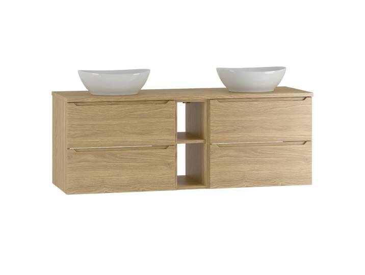 Meuble double vasque 140cm 2 niches Viggo Bois
