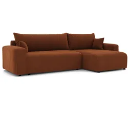 ECKSOFA mit Schlaffunktion und Bettkasten, Orange