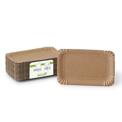 greenbox - Pappteller 10 x 16 cm, braun, rechteckig, 1000 St.