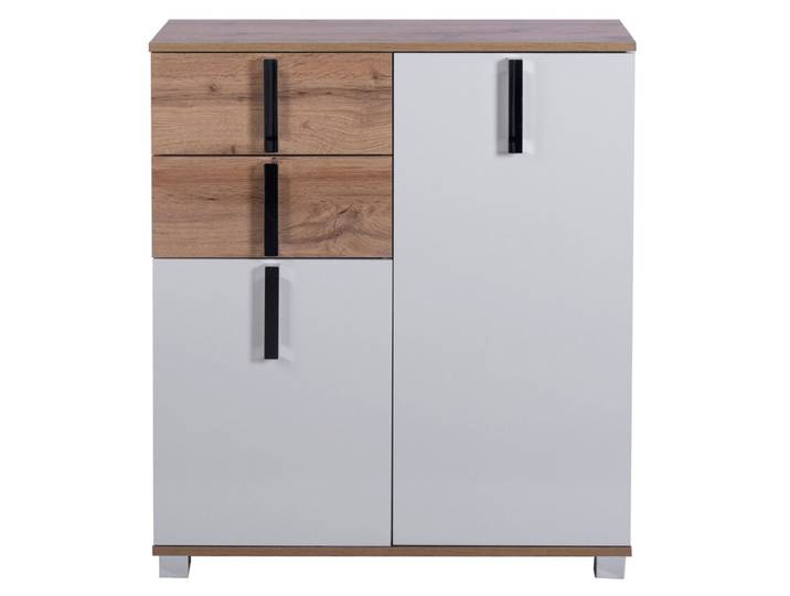 Kommode LUCA 80,6 x 94,8 cm weiß/ Eiche Landhaus