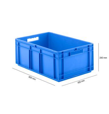 Euro Box Serie EF 6240, aus PP, Inhalt 47,5 L, geschlossene Wände, blau, Unterfassgriff