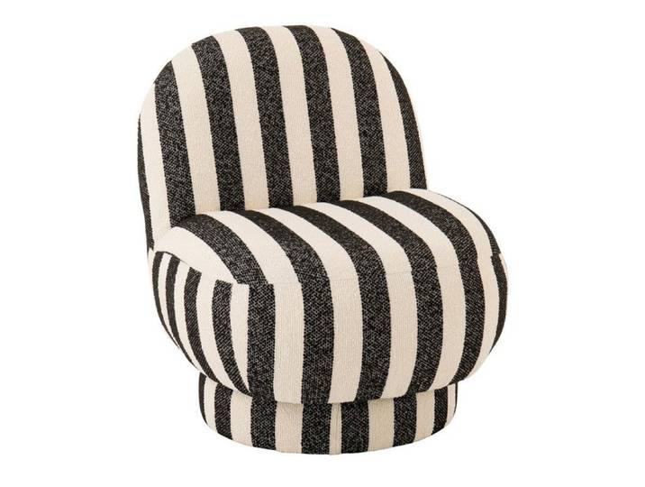 Fauteuil à Rayures  Ligné  76cm Noir & Blanc Cassé