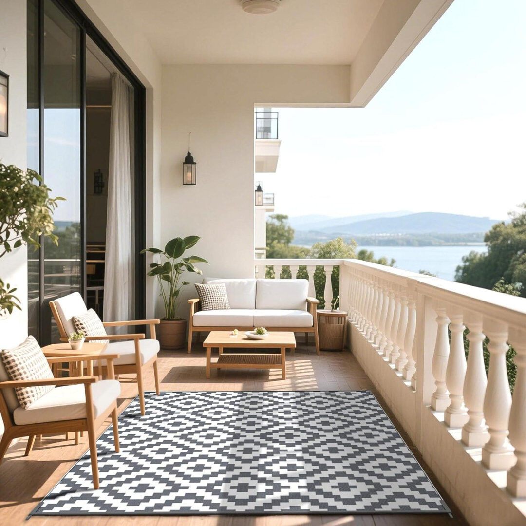 Latitude Vive 180cm X 180cm Indoor / Outdoor Area Rug Grey & White 180cm W X 180cm L