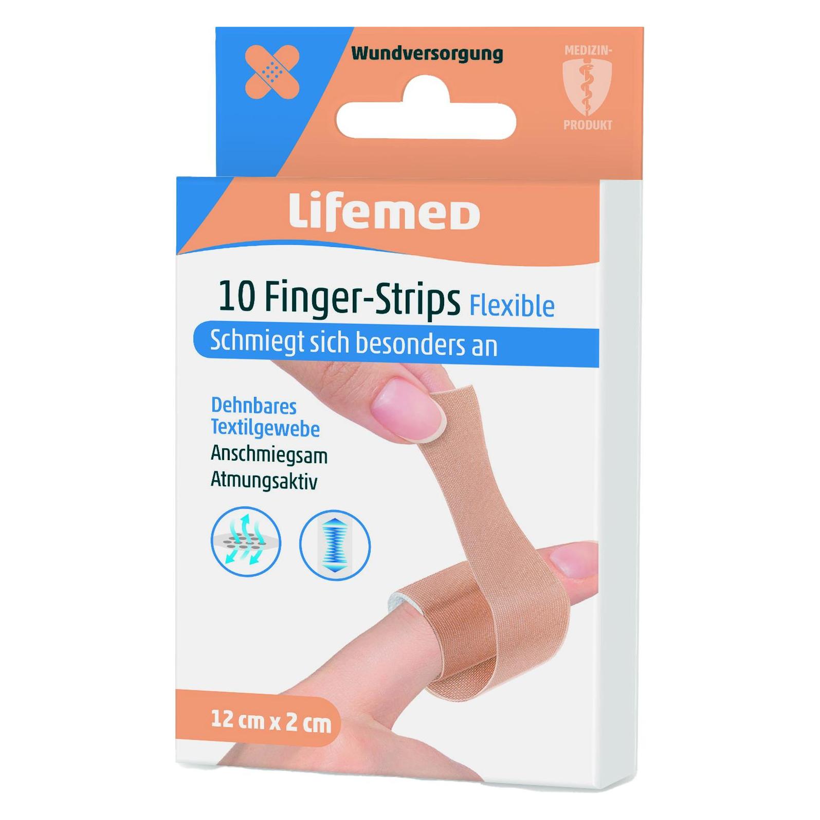 Lifemed Finger-Strips "Flexible" 12 x 2 cm hautfarben (10x) (99010)