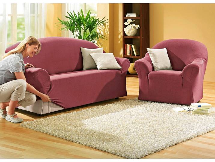 Schützende Stretchbezüge für Sessel und Sofa, Bordeaux, Größe 101 (Sessel-Bezug)