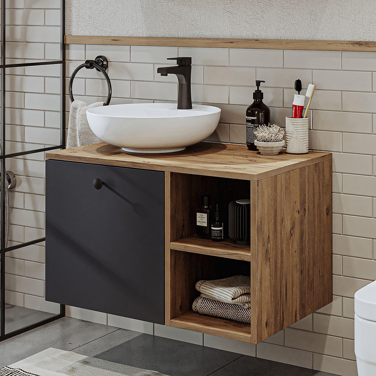 Skye Decor Badkamerkast met wastafel, Atlantic Pine, 75 cm