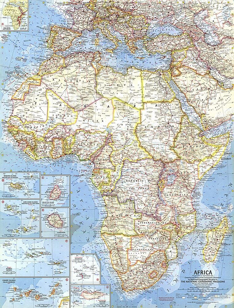 National Geographic Historic POD Carte de l'Afrique de 1960