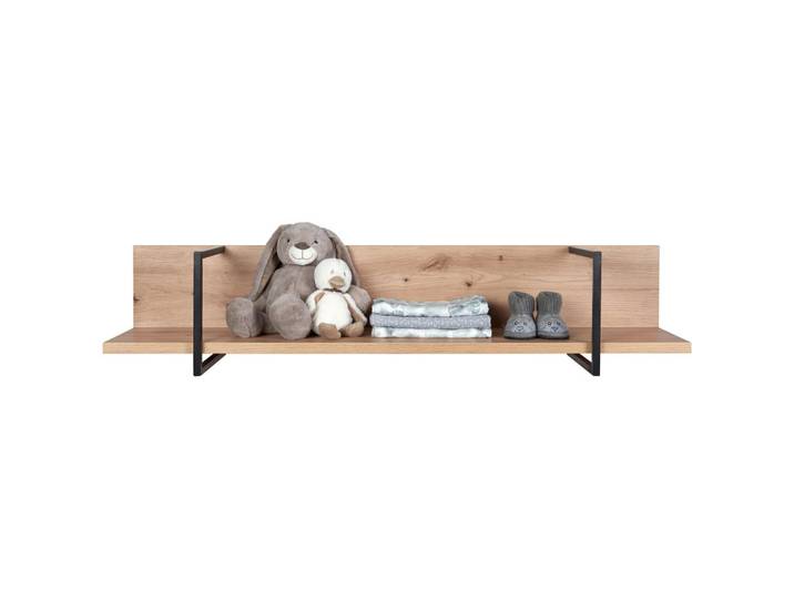 My Baby Lou Wandboard Yunai, Anthrazit, Eiche, Metall, 120x25x27 cm, Babymöbel, Babyzimmerregale