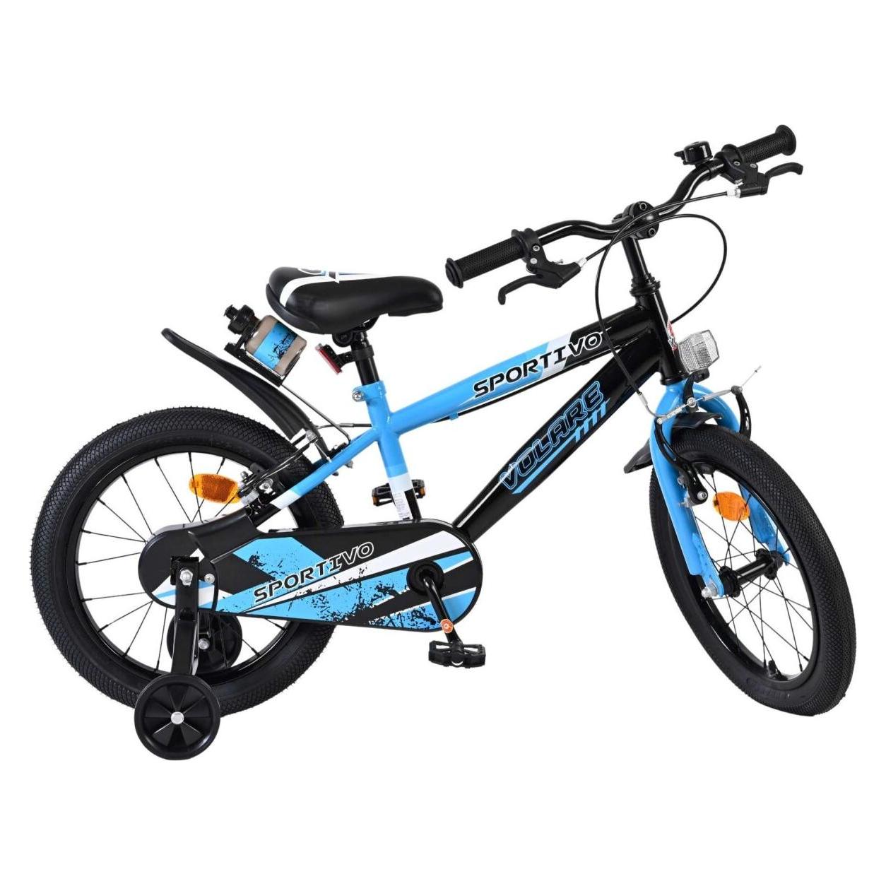 Volare Sportivo Kinderfahrrad - Jungen - 16 Zoll - Blau Schwarz - Zwei Handbremsen (16") (64334406)