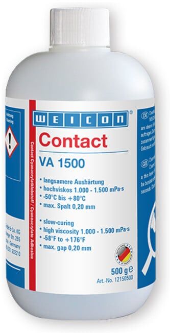 WEICON VA 1500 Cyanacrylat-Klebstoff, Sekundenkleber für Gummi, Metall, saugende und poröse Werkstoffe, 0,5 kg (12150500)