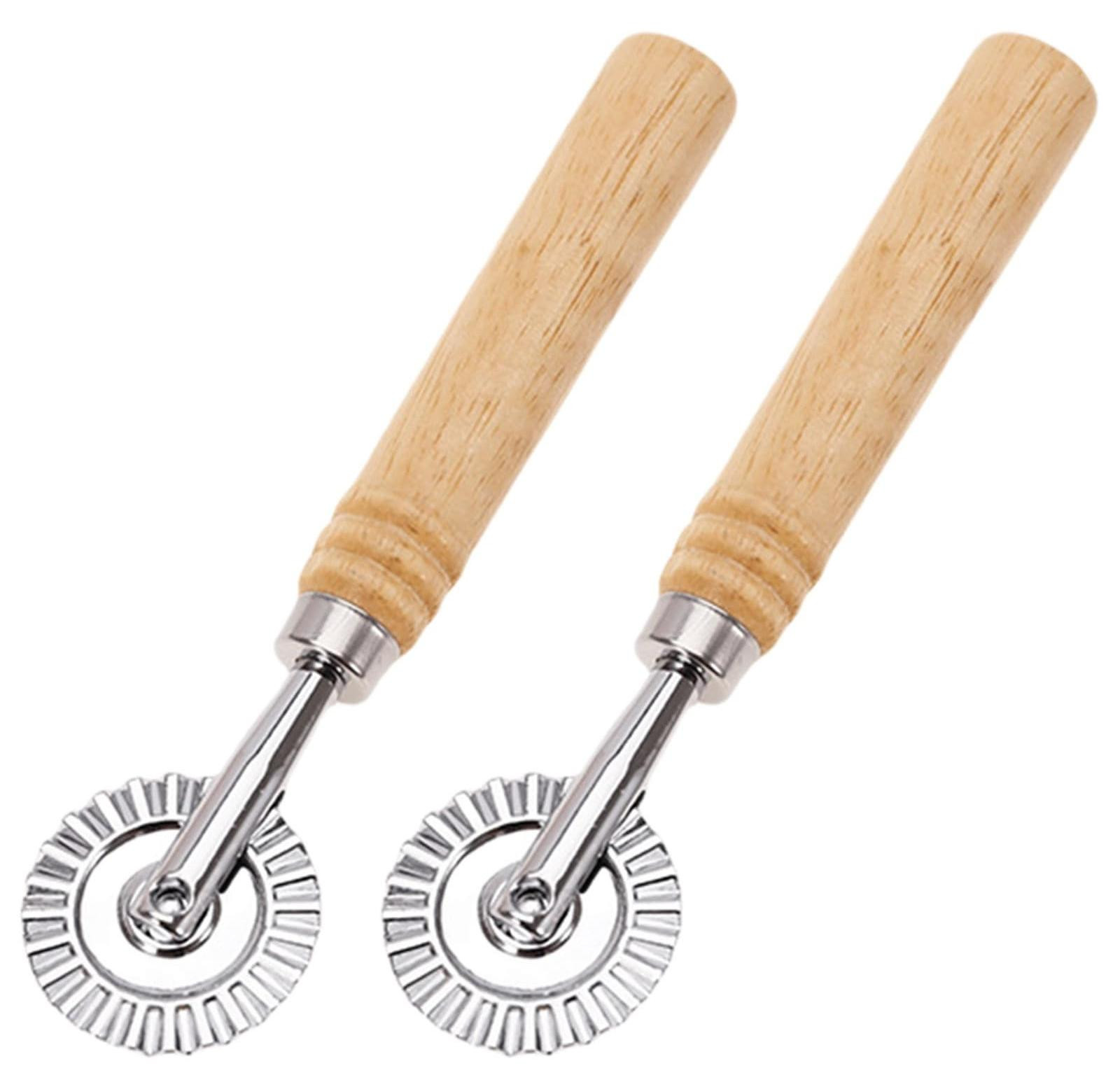 2-Delige Pasta Cutter Set met Rvs en Houten Roller voor Ravioli en Pizza