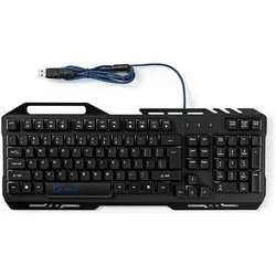 Nedis Wired Gaming Keyboard Gaming-Tastatur RGB-Beleuchtung USB 2.0 US International Metalldesign US (Eng. Int., Kabelgebunden), Tastatur, Schwarz