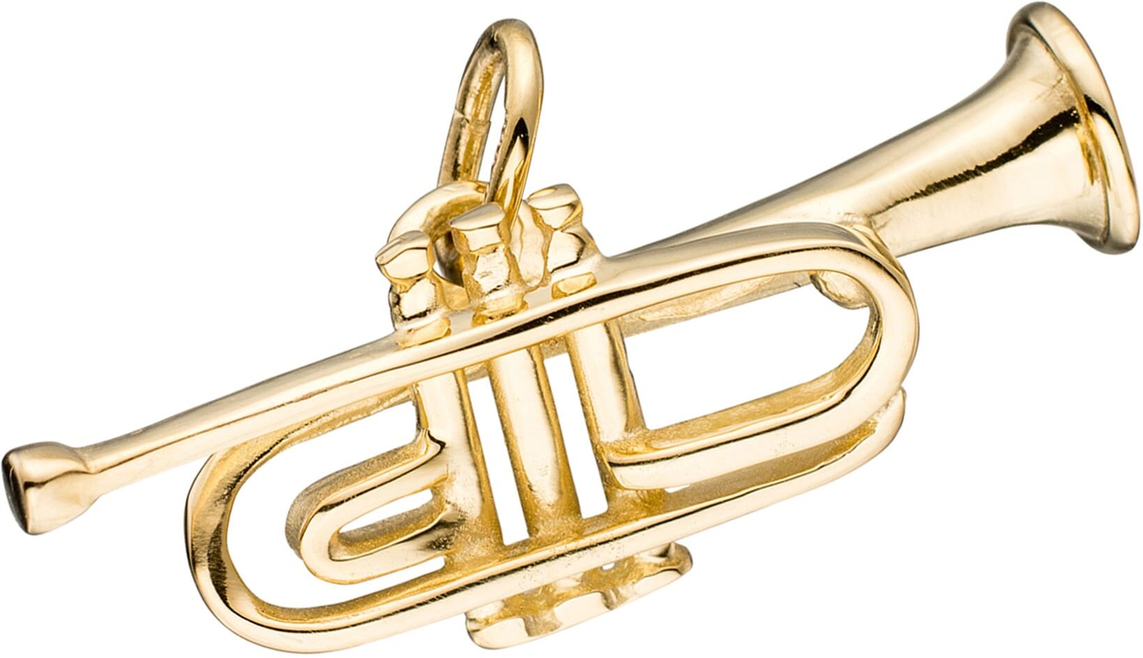 Kettenanhänger JOBO "Anhänger Musik Trompete 24 mm", gold (goldfarben), Schmuckanhänger, Damen, Silber 925 (Sterlingsilber), Kettenanhänger, 925 Silber vergoldet