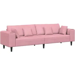 vidaXL Samt Sofa mit Kissen Rosa 209 cm Samt