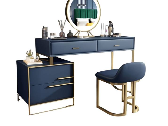 Xlmoebel Schminktisch Eleganter Schminktisch mit Spiegel, Hocker und praktischer Konsole (Schminktisch + Hocker, 2-St., Schminktisch + Hocker), Hergestellt in Europa