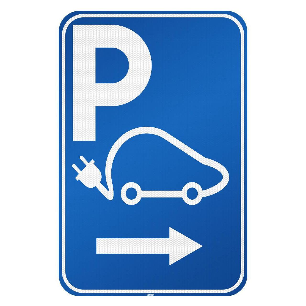Brady Parkschild für Elektrofahrzeuge - Parkplatz für das Aufladen Ihres Elektroautos reserviert - nach re (I/EVP5/RFL-390X590-1)
