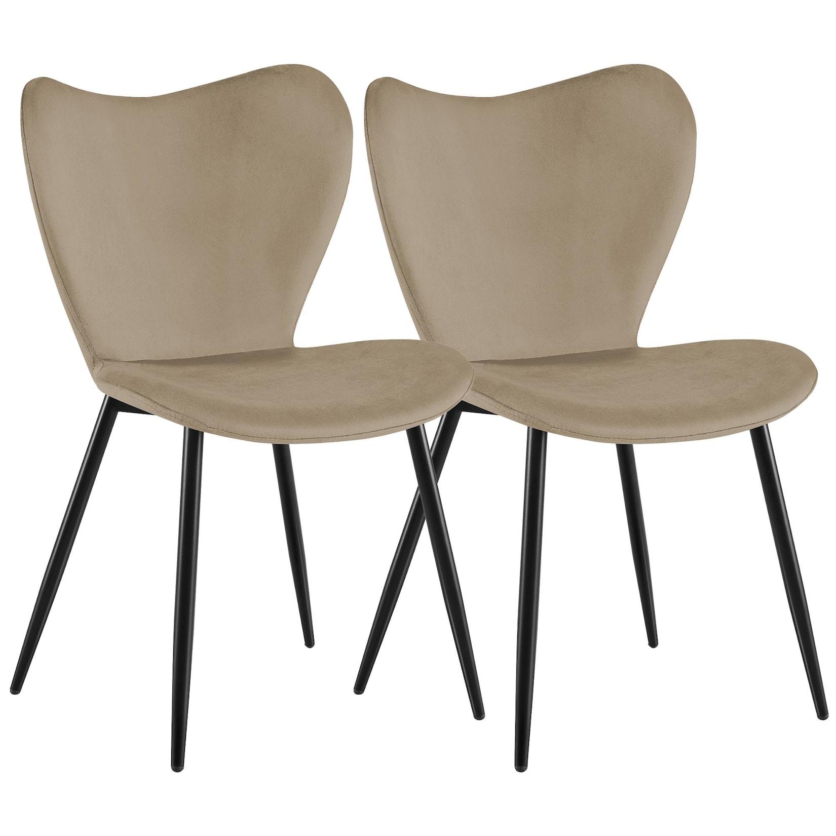 CLP 2er Set Esszimmerstuhl Maika Samt - Farbe: taupe, Material: Samt