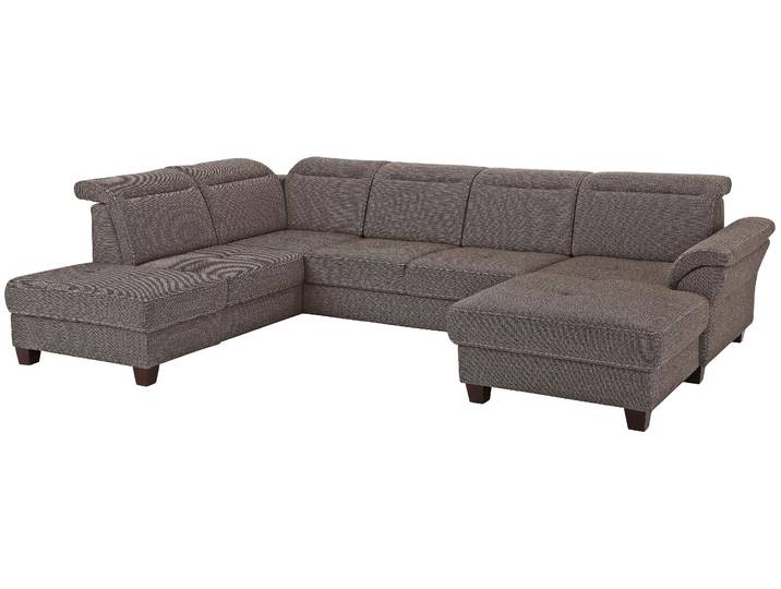 Wohnlandschaft, Braun, 342x235 cm, Struktur & Luxus-Microfaser, Sitztiefenverstellung, Klassisch, Home-affaire