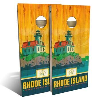 Skip's Garage Rhode Island State Pride Outdoor Cornhole Board Set