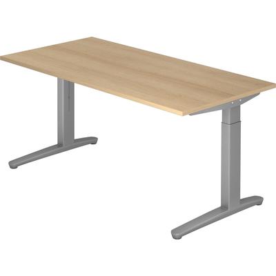 Hammerbacher Schreibtisch C-Fuß 160x80cm Eiche/Silber