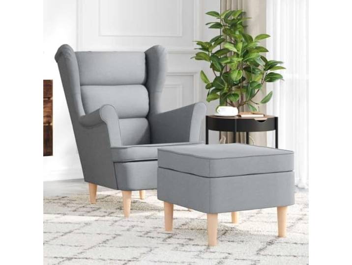 NLQMSU Sessel, hellgrau, Polyestergewebe mit Fußstütze Hochelastischer Schaumstoff, Unterstützung 110 kg, einfache Pflege, vielseitiges Design für Wohnzimmer oder Büro